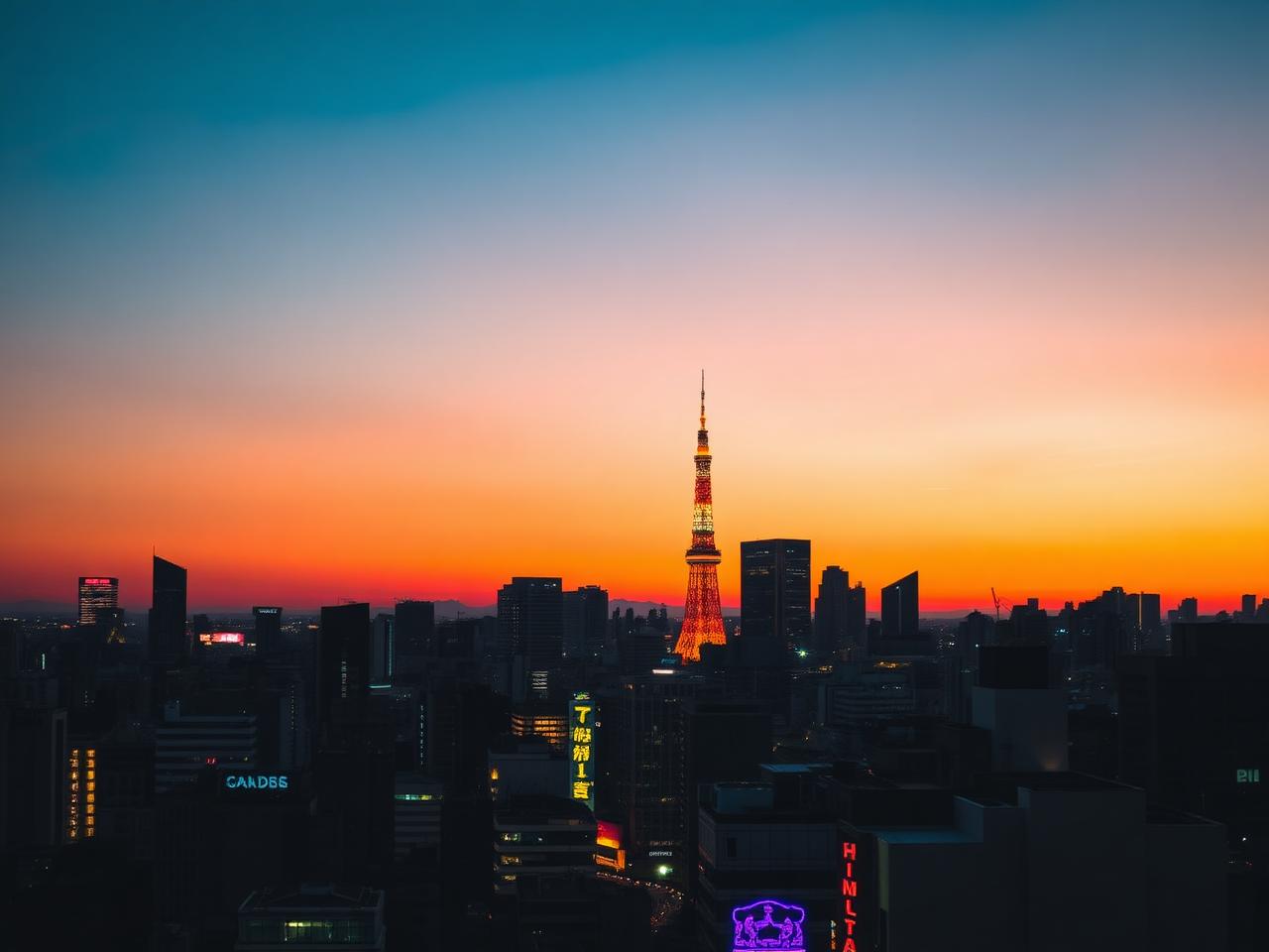 Tokyo city at sunset